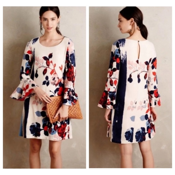 Maeve Dresses & Skirts - Anthropologie MAEVE Anthousai Floral Swing Sweater Dress size S